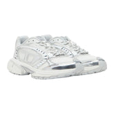 Diesel S-Pro-V-Dense Metallic Mesh Women’s Sneakers – White/Silver Oval D Logo